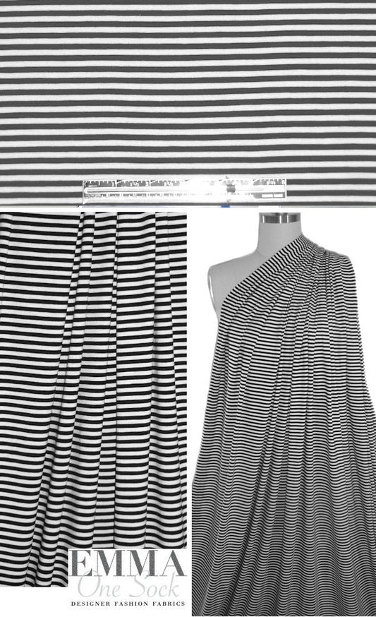 soft and drapey bamboo/spandex jersey - b/w stripe 1.25 yd
