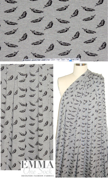 floating feathers bamboo/spandex jersey - black/gray