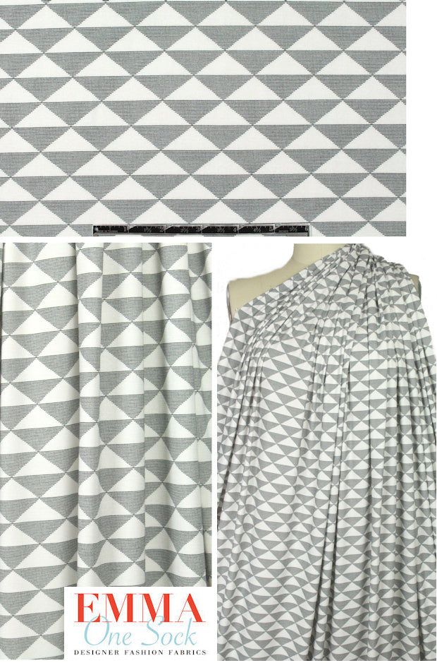 triangle bamboo/spandex jersey - black on white 1 yard