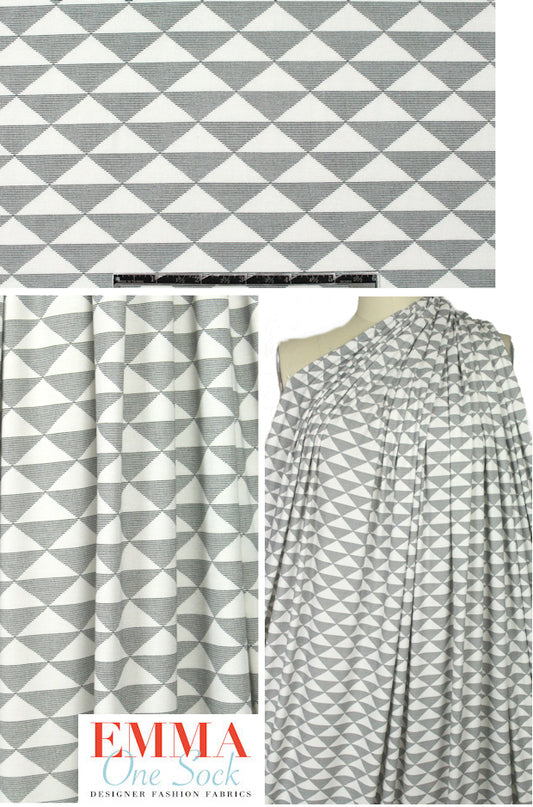 triangle bamboo/spandex jersey - black on white 1 yard