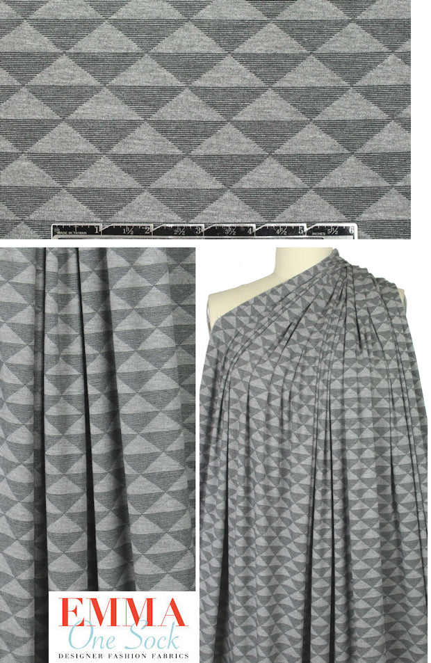 triangle bamboo/spandex jersey - black on gray 1.75 yds