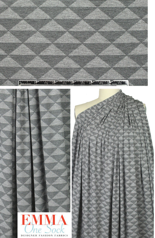 triangle bamboo/spandex jersey - black on gray 1.625 yd