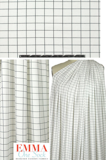 gridwork bamboo/spandex jersey - black on white .95 yds