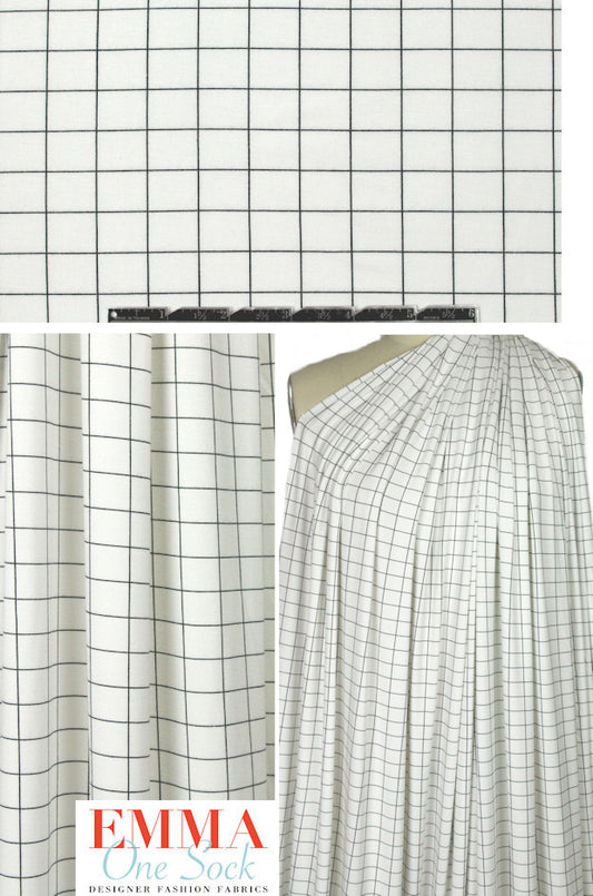 gridwork bamboo/spandex jersey - black on white 1.20 yds