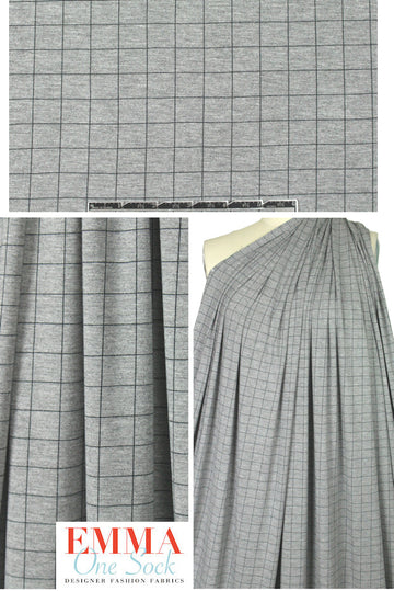 gridwork bamboo/spandex jersey - black on gray 1.66 yds
