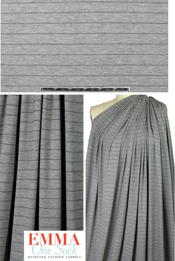 hairline stripe bamboo/spandex jersey - black on gray 1.125 yds