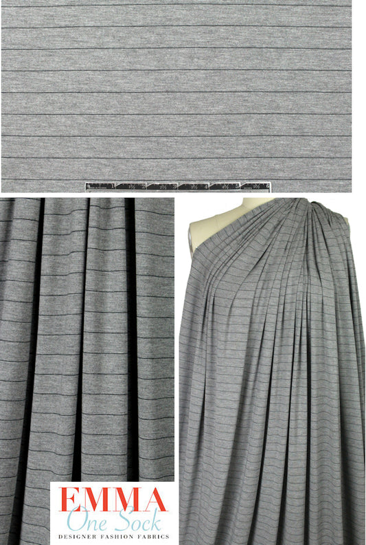 hairline stripe bamboo/spandex jersey - black on gray 1.125 yds