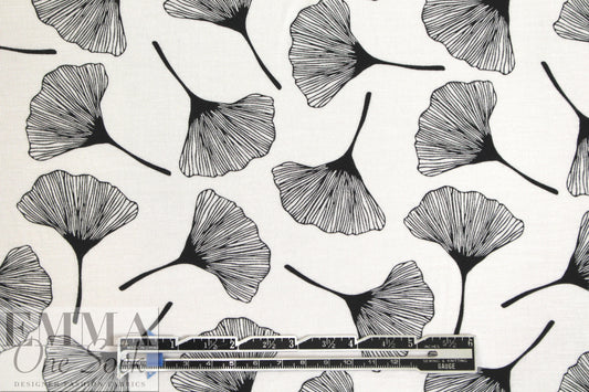 ginkgo on white bamboo/spandex jersey - Oeko-Tex cert.