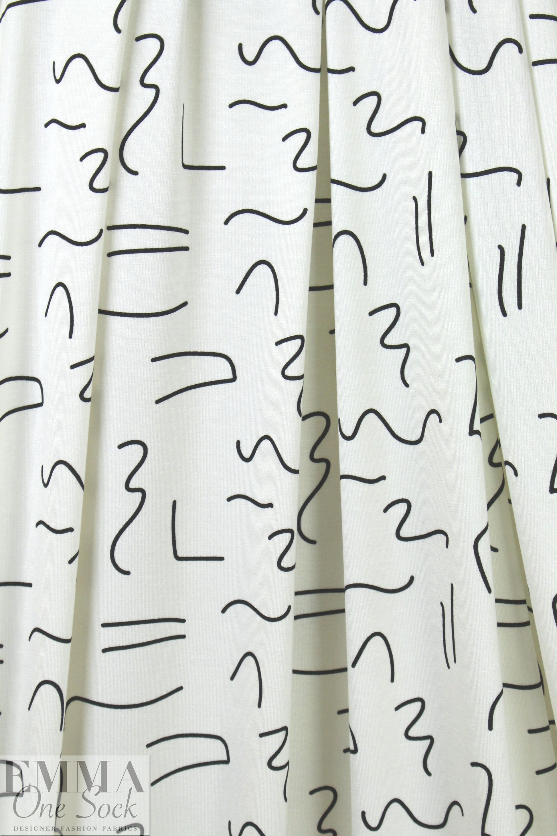 squiggles on white bamboo/spandex jersey - Oeko-Tex cert. 1.625 yds