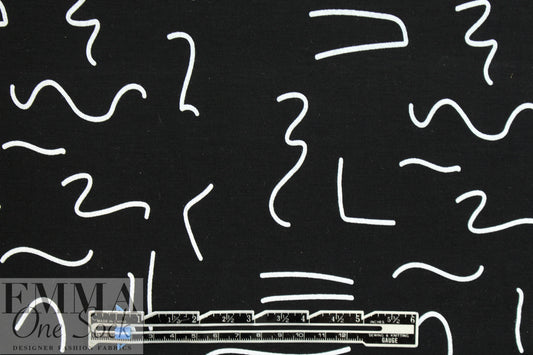 squiggles on black bamboo/spandex jersey - Oeko-Tex cert. 1.375 yds