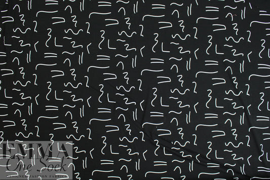 squiggles on black bamboo/spandex jersey - Oeko-Tex cert. .875 yds