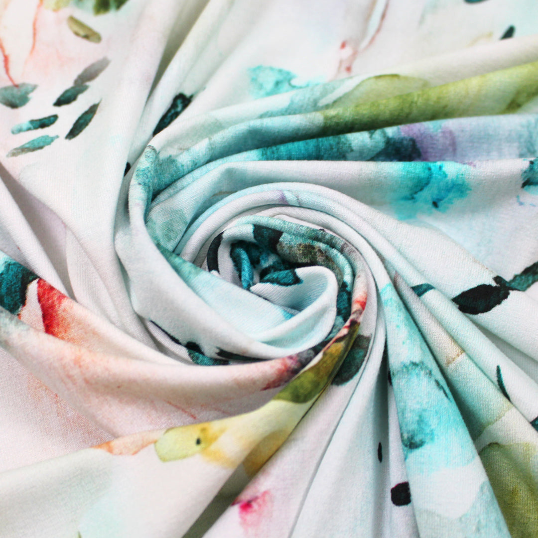 'watercolor garden' lightweight bamboo knit 1 yard