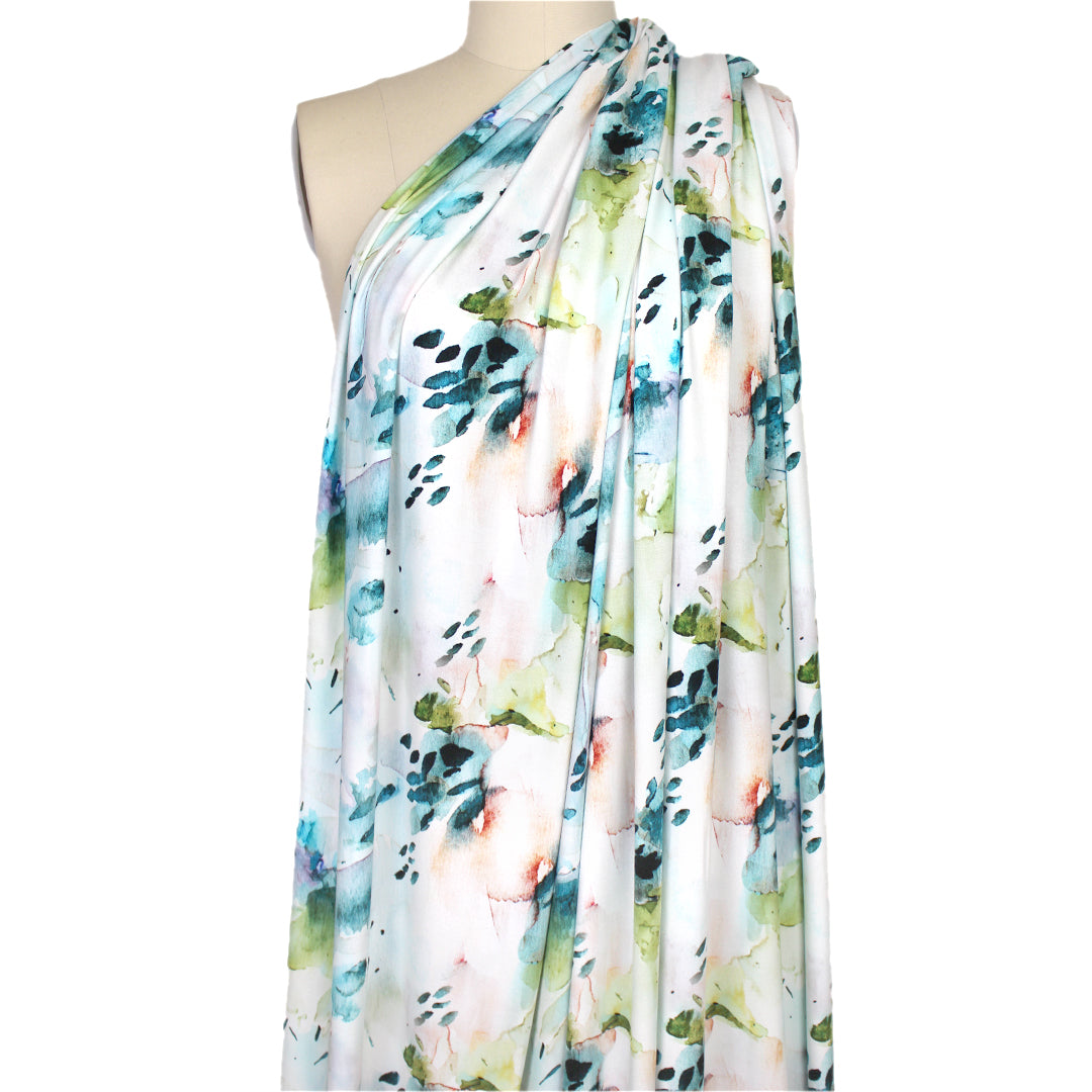 'watercolor garden' lightweight bamboo knit 1 yard