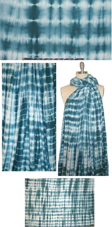 Shibori bamboo/spandex jersey - teal tie dye 1.625 yd