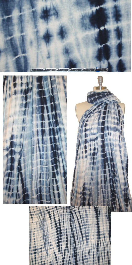 Shibori bamboo/spandex jersey - navy tie dye 1.66 yd