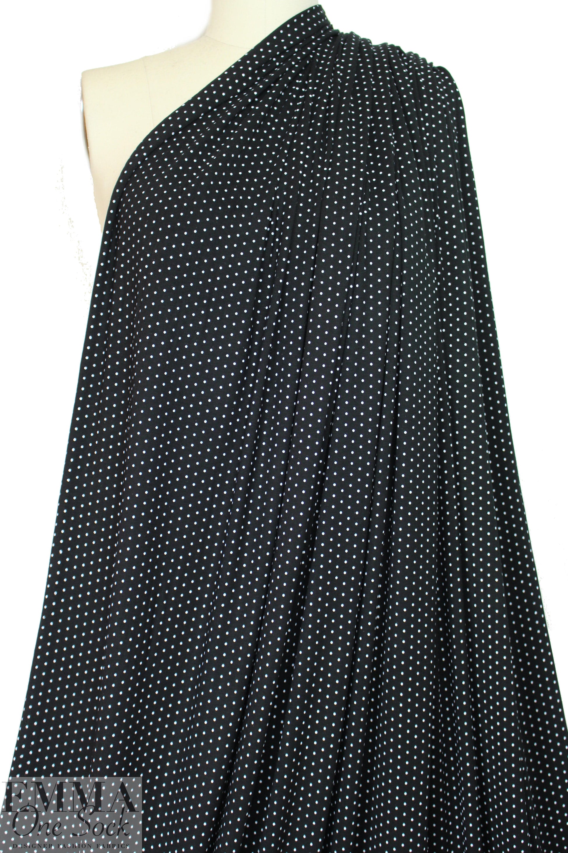 soft and drapey bamboo/spandex jersey - b/w dots .66 yds
