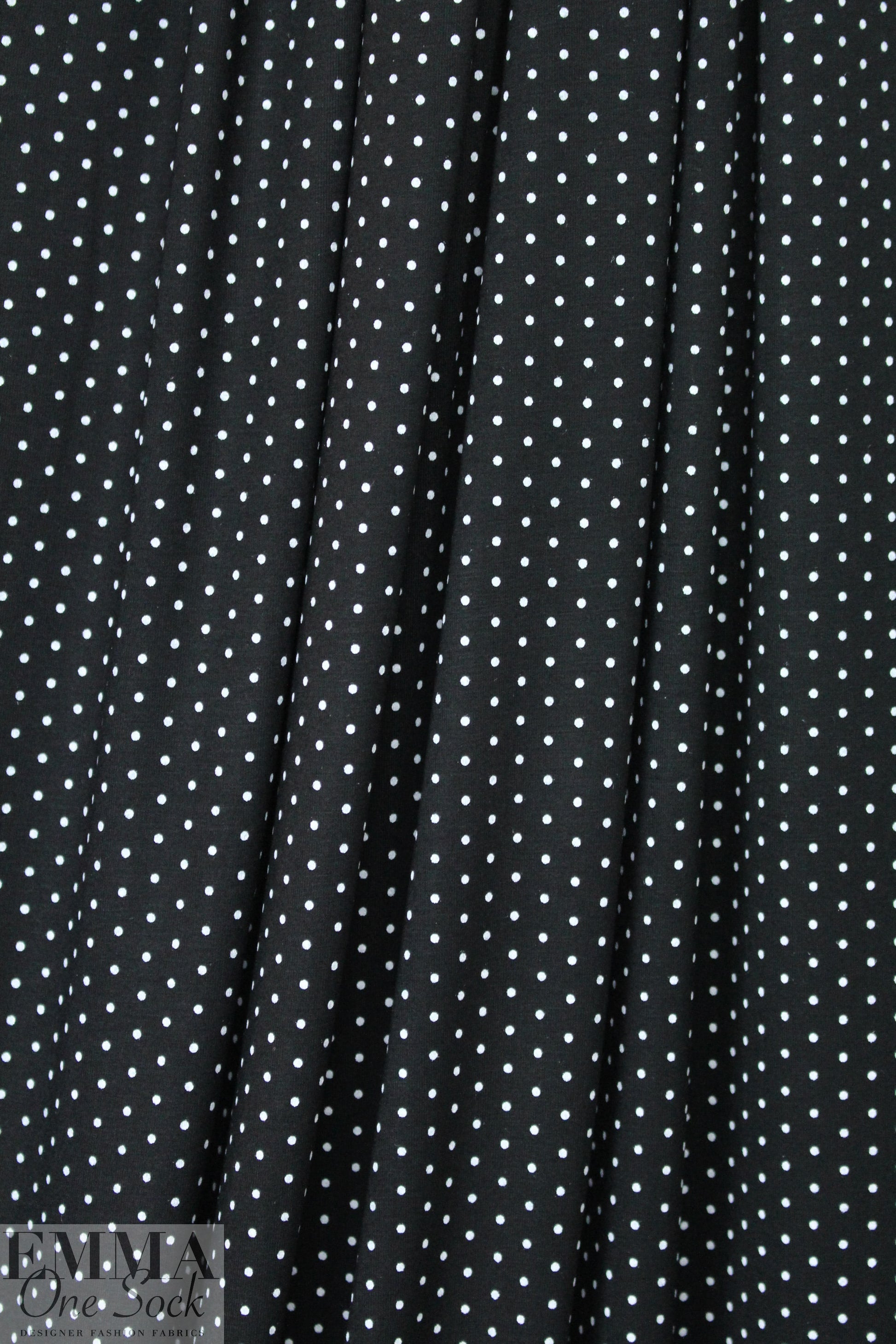 soft and drapey bamboo/spandex jersey - b/w dots 1.75 yds