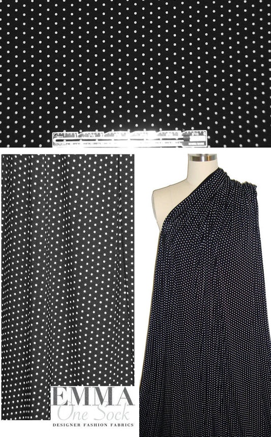 soft and drapey bamboo/spandex jersey - b/w dots 1.75 yds