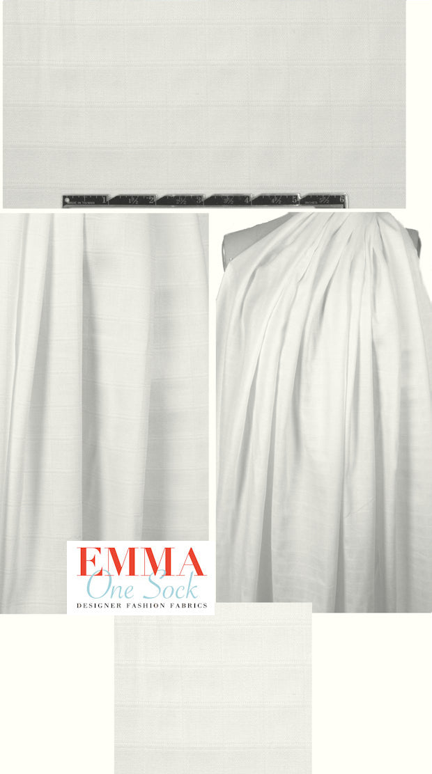 soft and light bamboo/cotton 'muslin' - white grid 1.75 yd