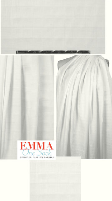 soft and light bamboo/cotton 'muslin' - white grid 1.75 yd