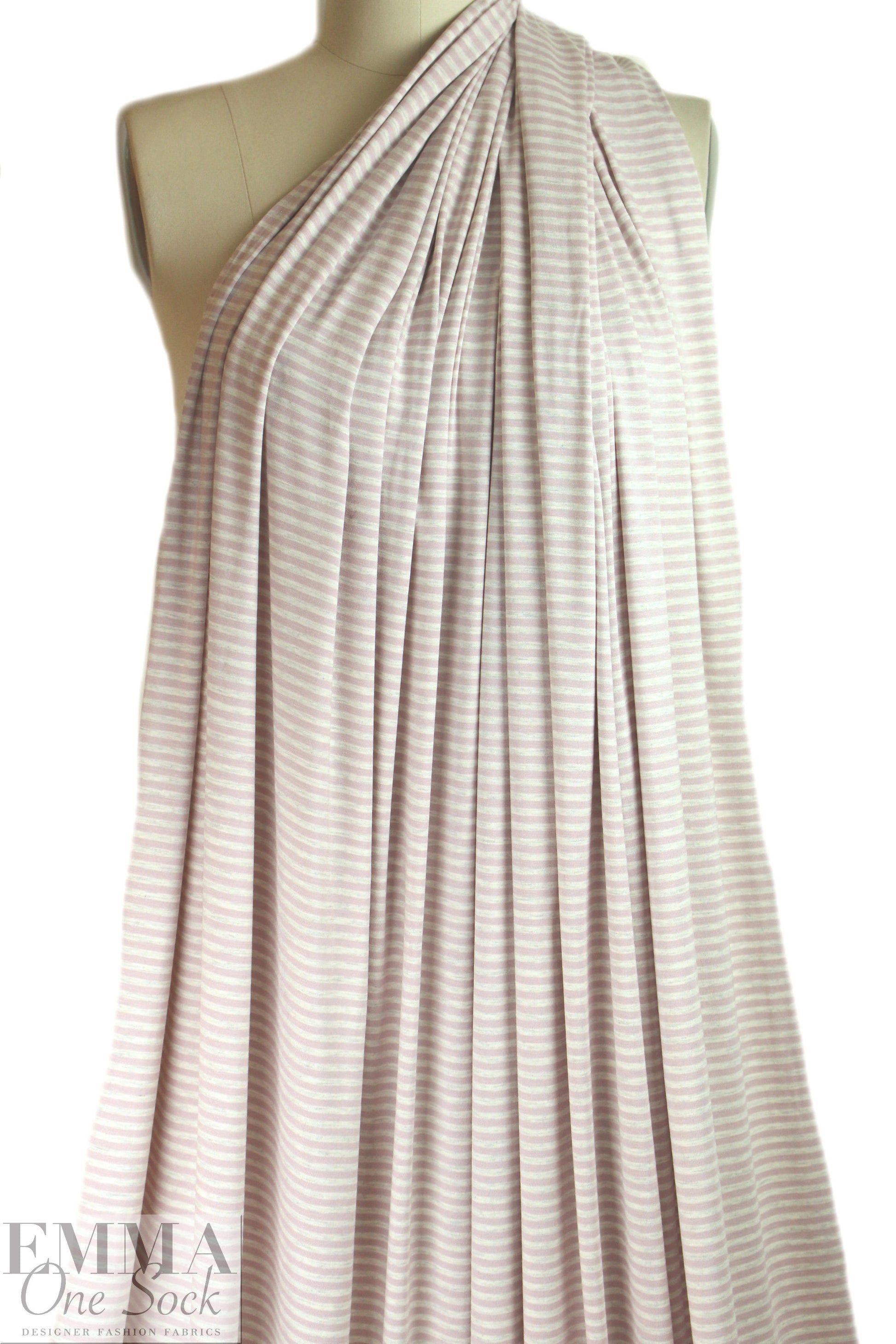 dusty pink stripe Oeko-Tex bamboo/spandex 4-way jersey