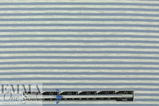 dusty blue stripe Oeko-Tex bamboo/spandex 4-way jersey