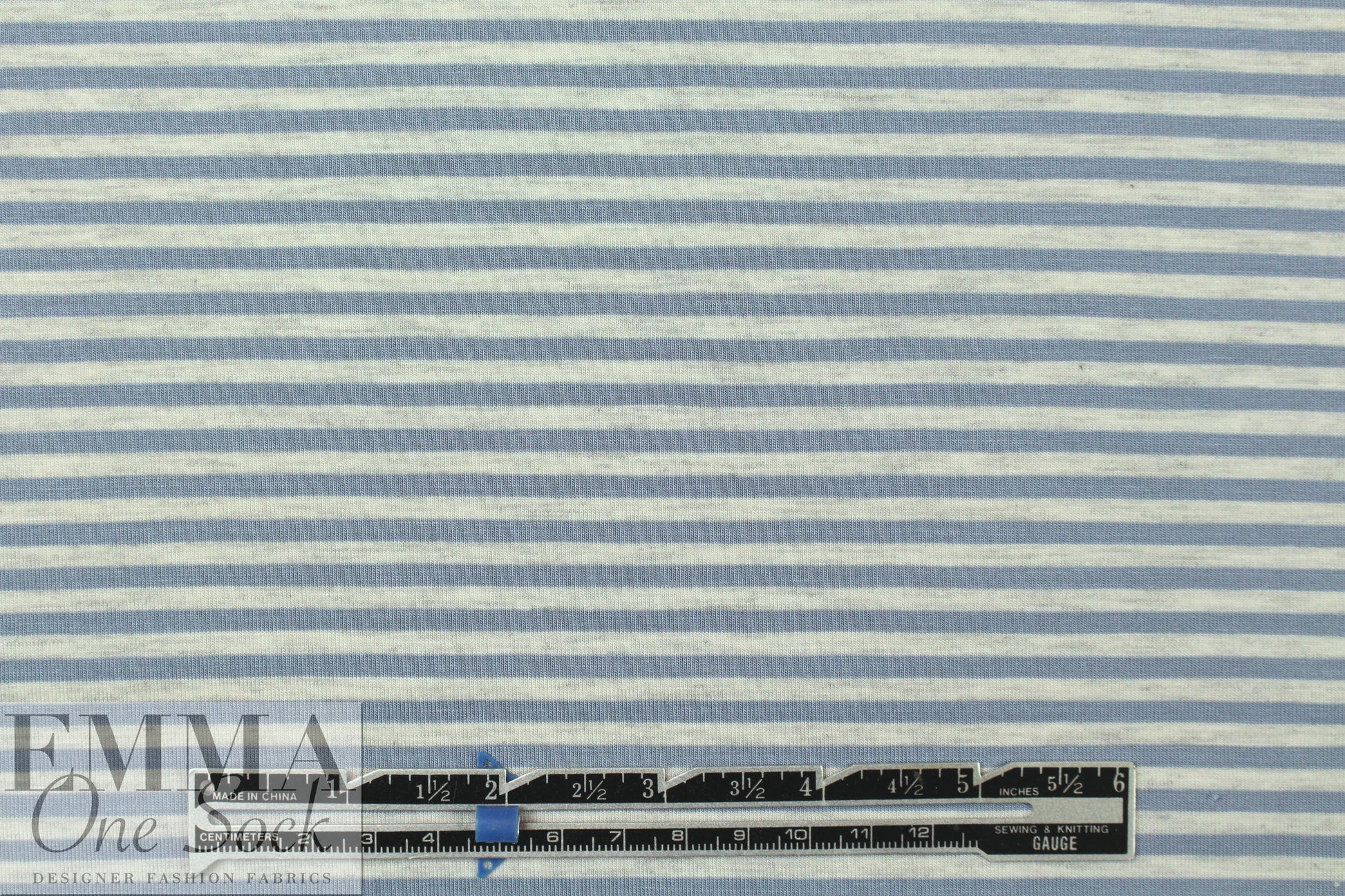 dusty blue stripe Oeko-Tex bamboo/spandex 4-way jersey  .5 yds