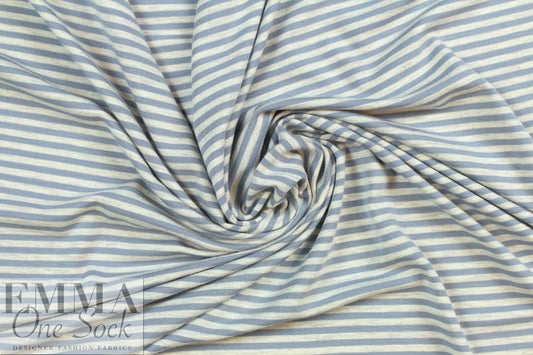 dusty blue stripe Oeko-Tex bamboo/spandex 4-way jersey  1.75 yd