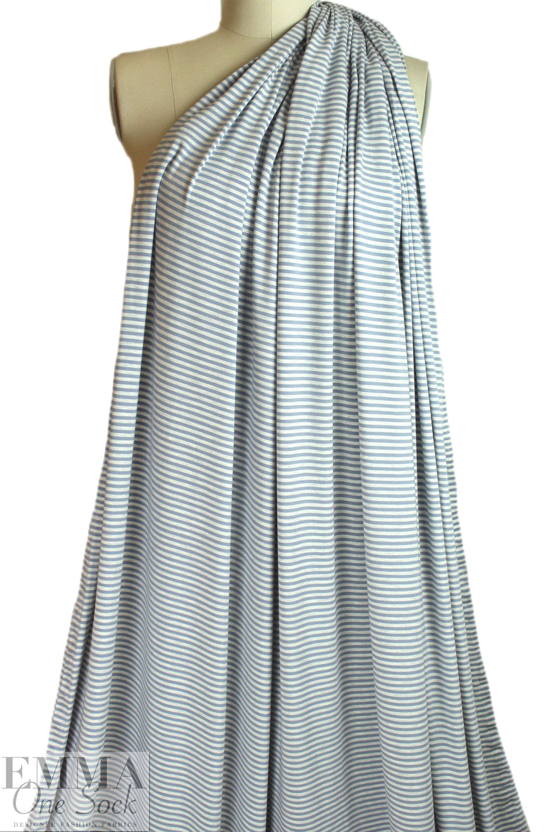 dusty blue stripe Oeko-Tex bamboo/spandex 4-way jersey