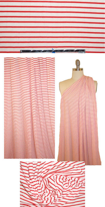 bamboo viscose/organic cotton stripe jersey - cherry/cream