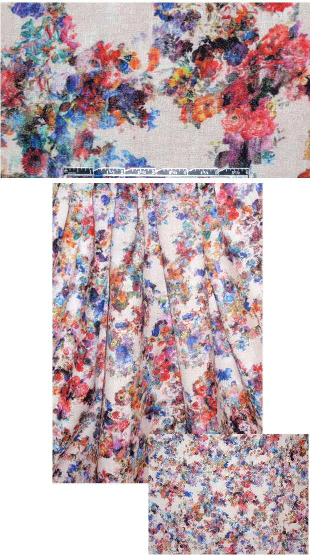 French floral overprinted basketweave