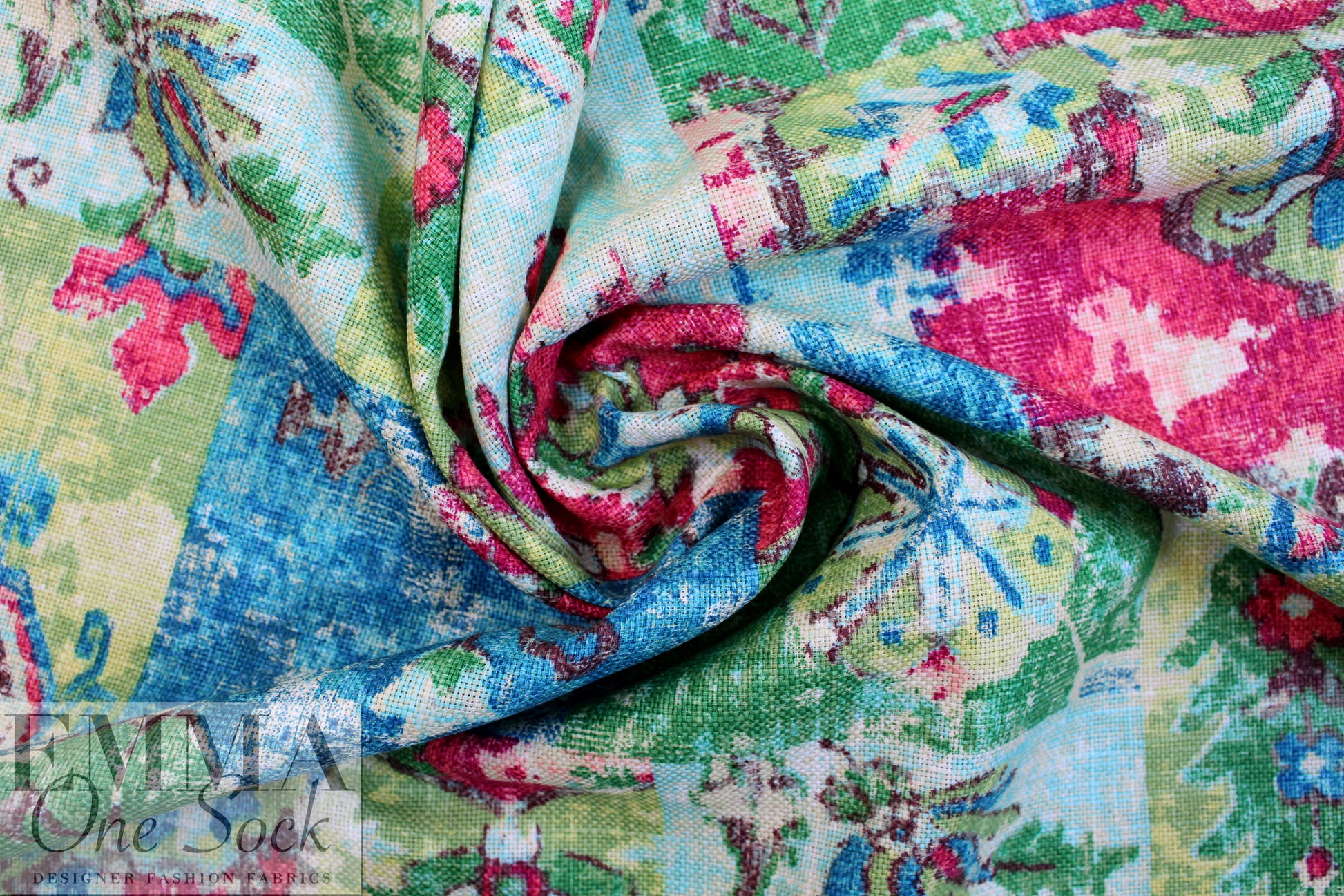NY designer 'weathered' boho montage cotton woven