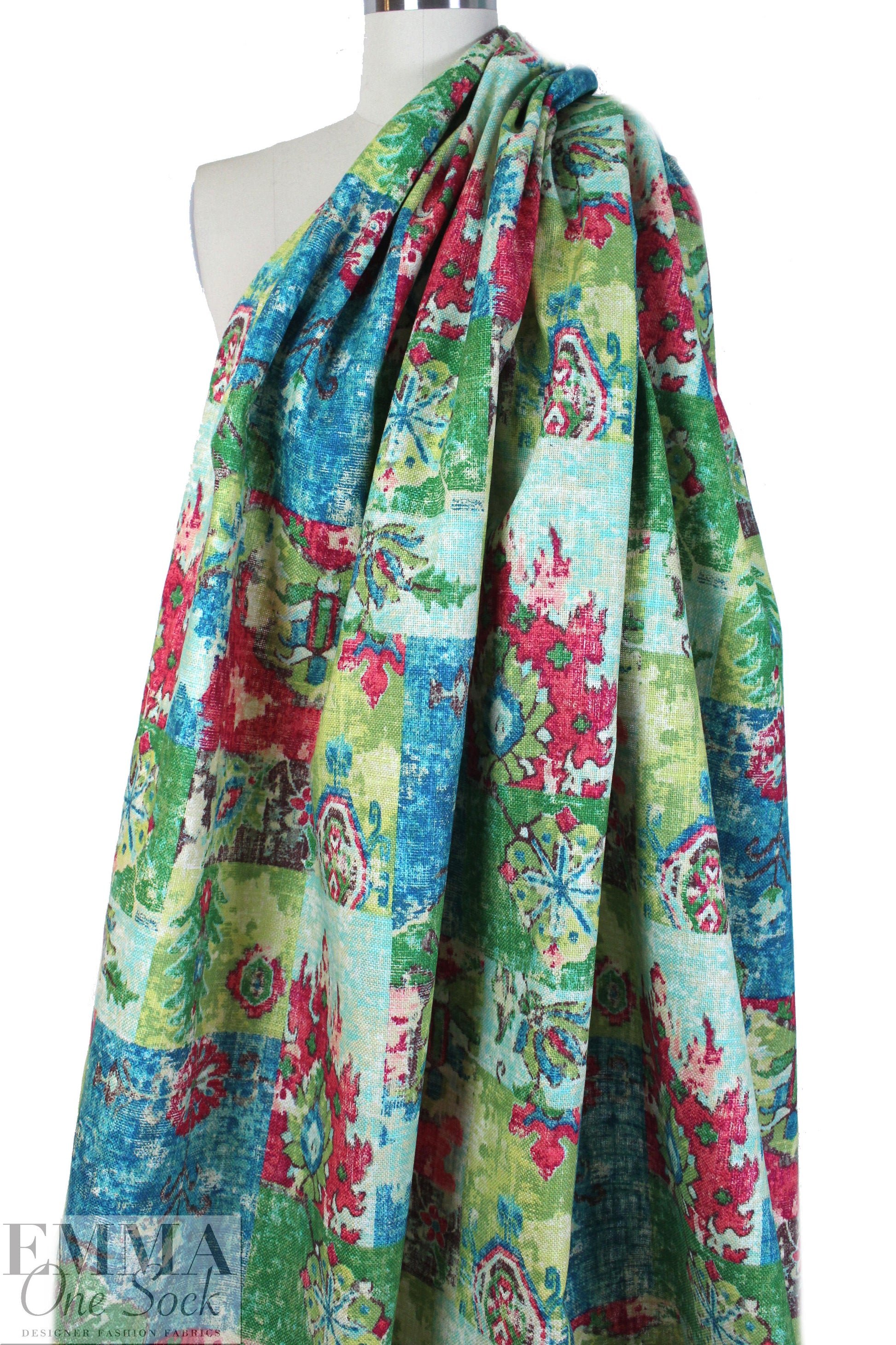 NY designer 'weathered' boho montage cotton woven