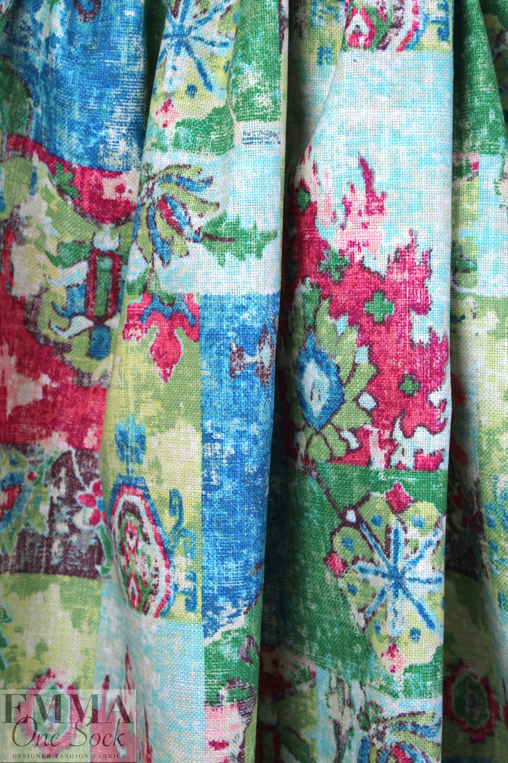 NY designer 'weathered' boho montage cotton woven