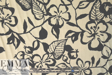 Italian floral overprinted basketweave - black/natural