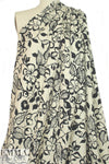 Italian floral overprinted basketweave - black/natural