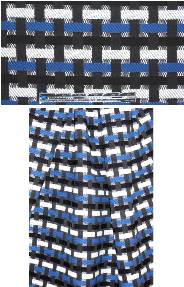 Italian cotton blend textured basketweave plaid - blue 2 yd