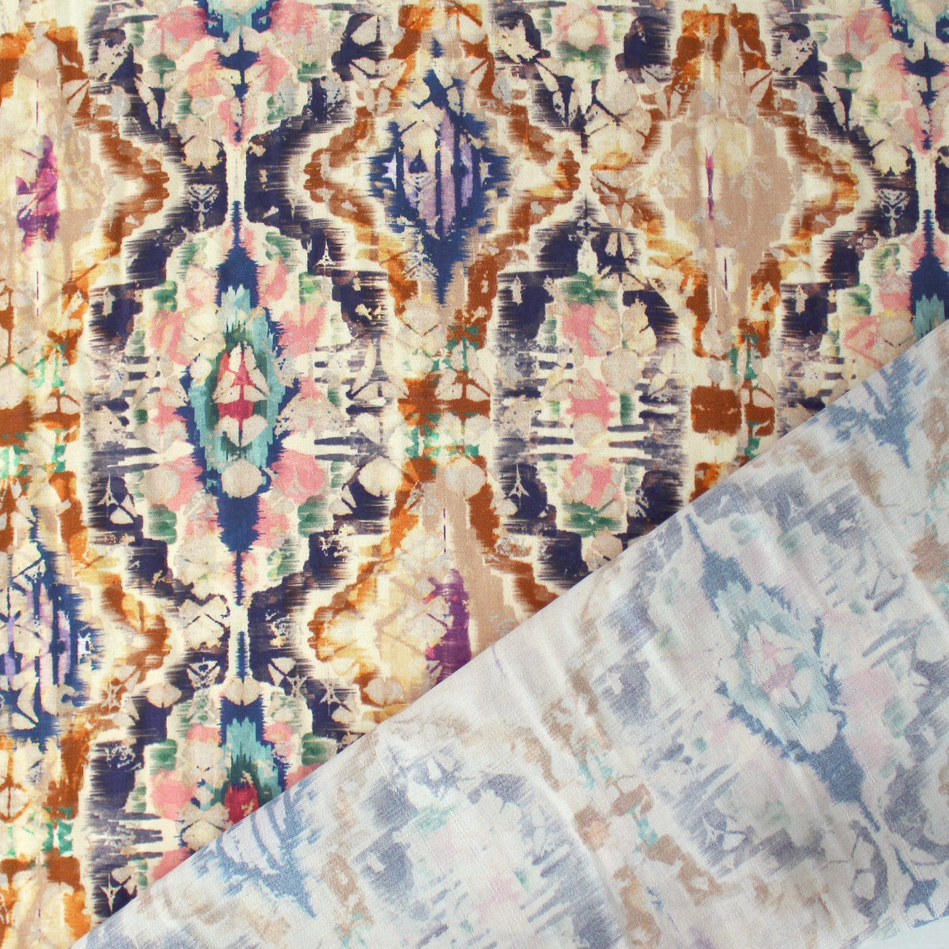 Italian 'boho ikat' viscose crepe woven