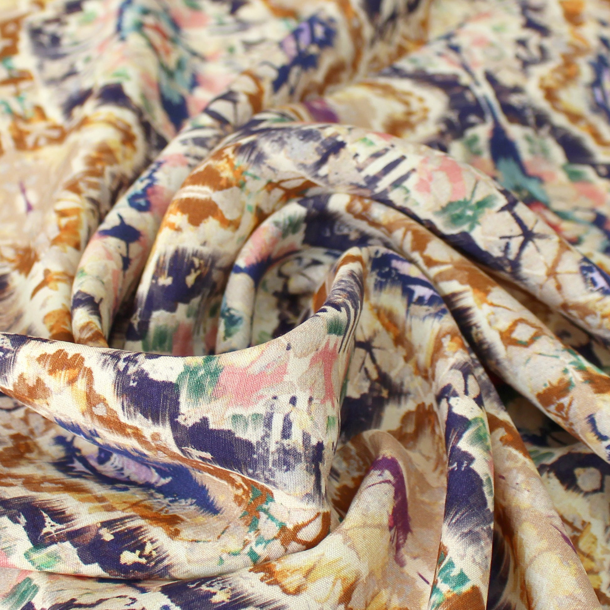 Italian 'boho ikat' viscose crepe woven