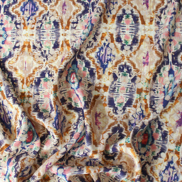 Italian 'boho ikat' viscose crepe woven