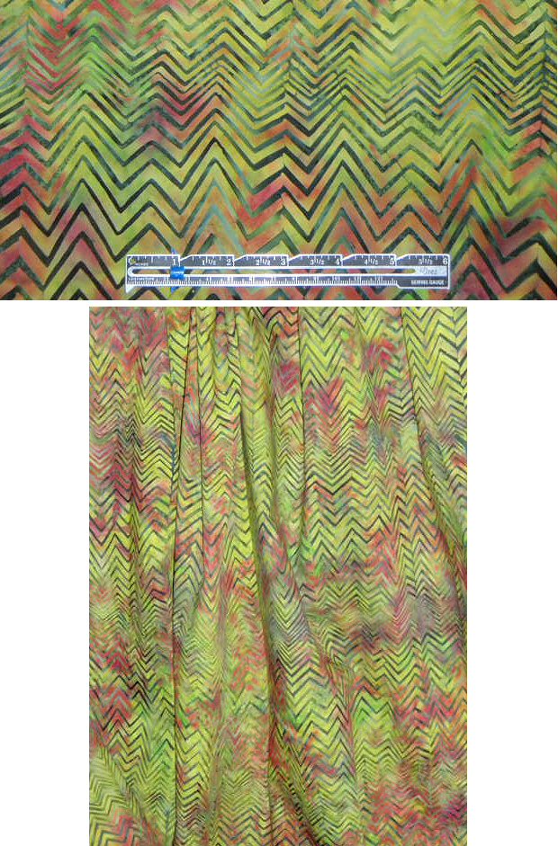 Bali hand-painted batik - green/rust chevron