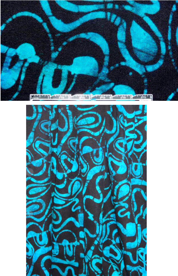 Bali turq/black graphic dressweight rayon woven 1.875 yd
