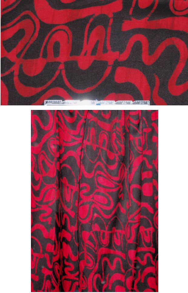 Bali red/black graphic dressweight rayon woven .66 yds