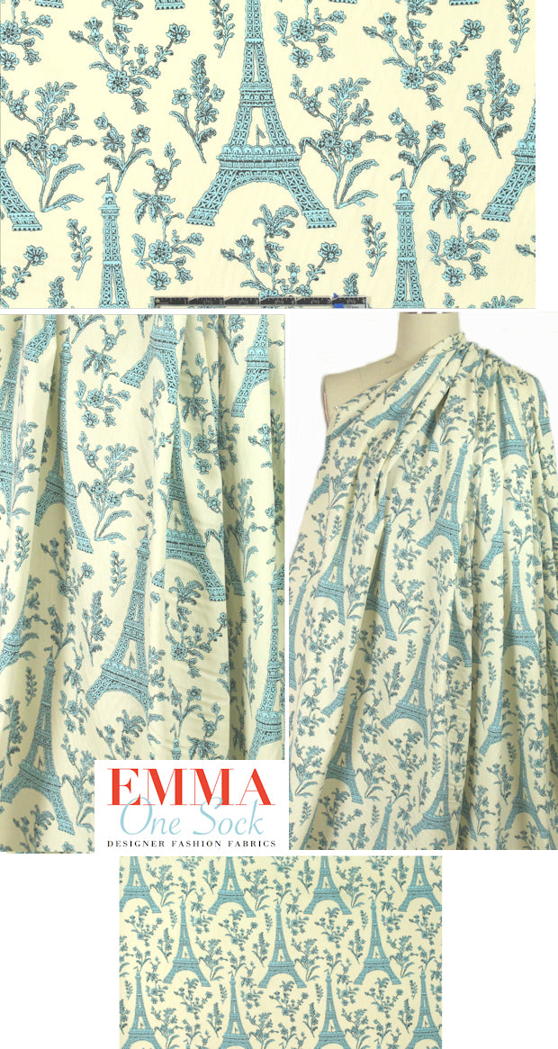 Bedhe@d flowery tour Eiffel textured cotton