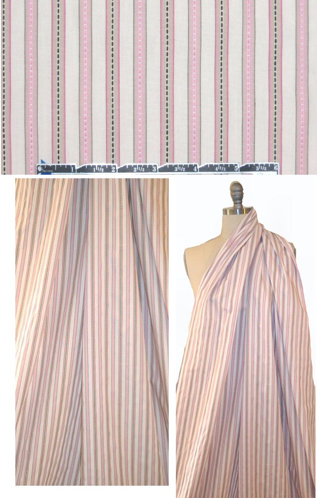 Bedhe@d pink/khaki/white striped COTTON woven 1.375 yds