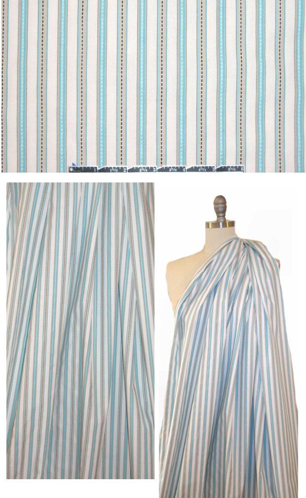 Bedhe@d blue/khaki/white striped COTTON woven .875 yds