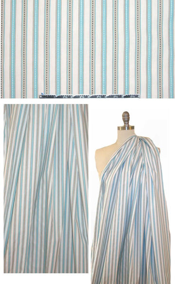 Bedhe@d blue/khaki/white striped COTTON woven .875 yds