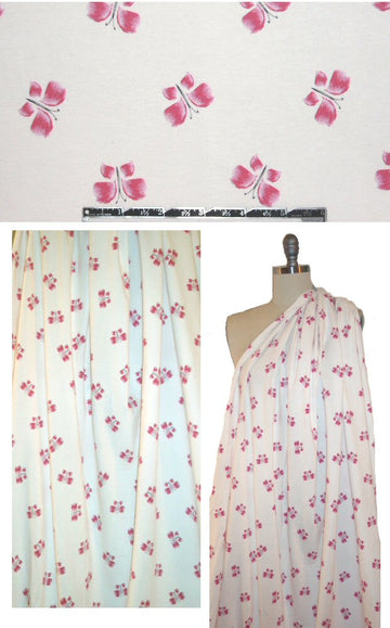 Bedhe@d pink butterfly COTTON/lycra knit 1.125 yds