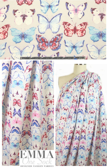 Bedhe@d denim/garnet butterfly COTTON lawn
