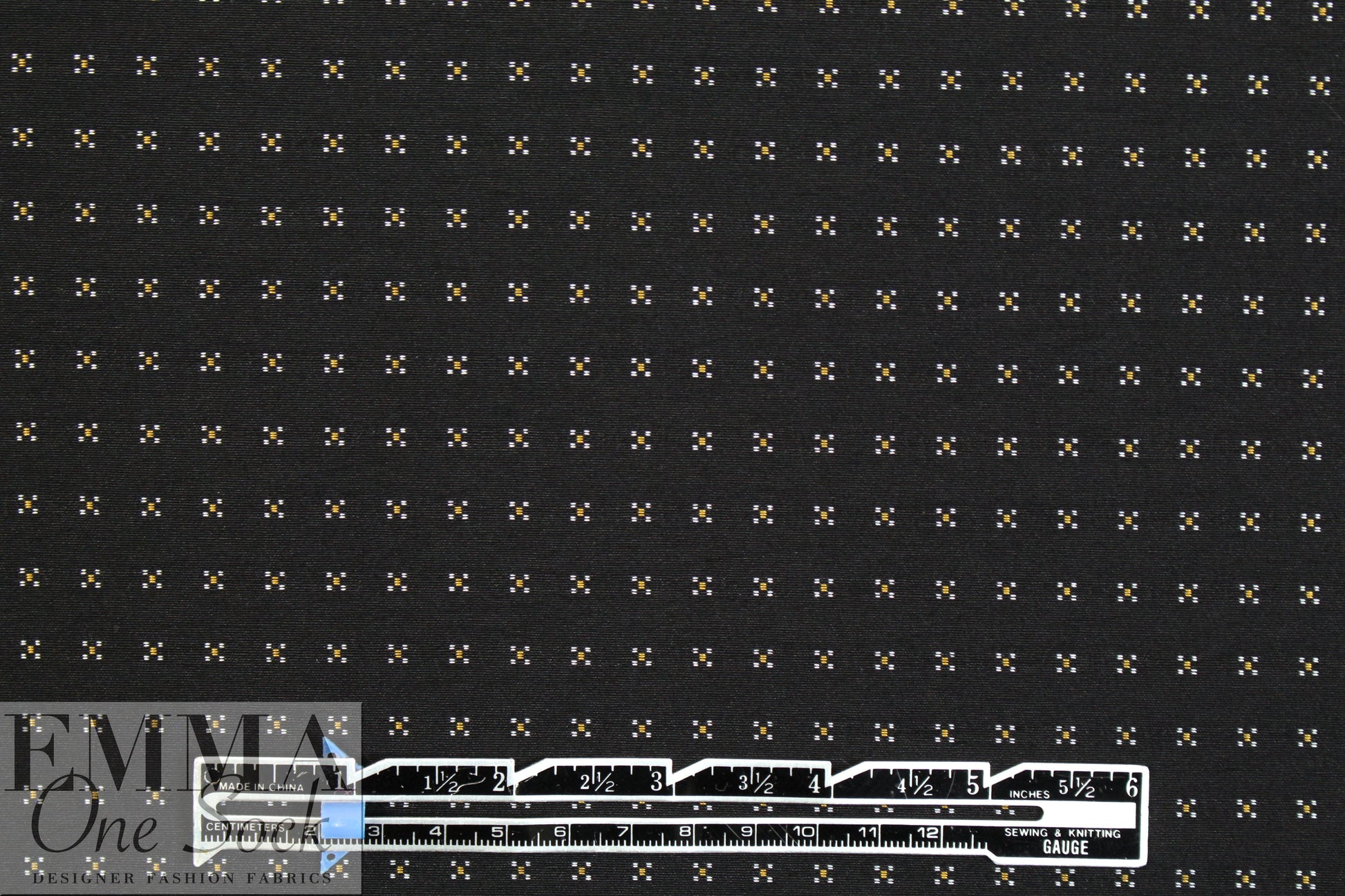 black/silver mini graphic bengaline stretch jacquard 1.625 yd